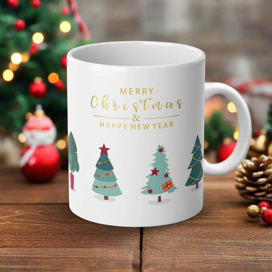 'Merry Christmas & Happy New Year'  20oz Ceramic Mug with Easy-Grip Handle