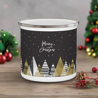 " Serenity Nights" Winter Holiday Coffee Enamel Mug