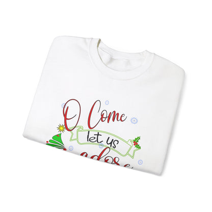 Christmas Whimsical Crewneck Sweatshirt - Oh Come Let us Adore Him