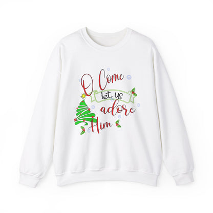 Christmas Whimsical Crewneck Sweatshirt - Oh Come Let us Adore Him