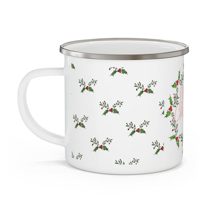 " Holly n' Berries" Winter Holiday Coffee Enamel Mug