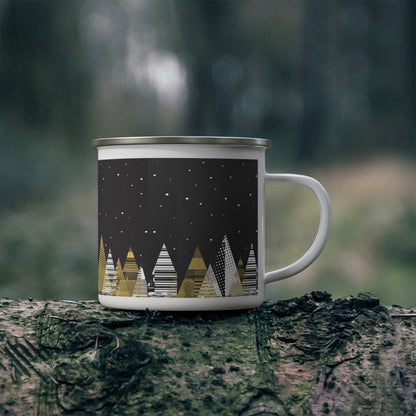 " Serenity Nights" Winter Holiday Coffee Enamel Mug