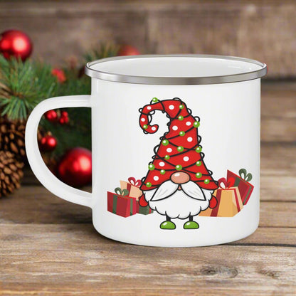 Merry Christmas Gnome Gang "Brightlzey Brewzer'' Enamel Camping Mug