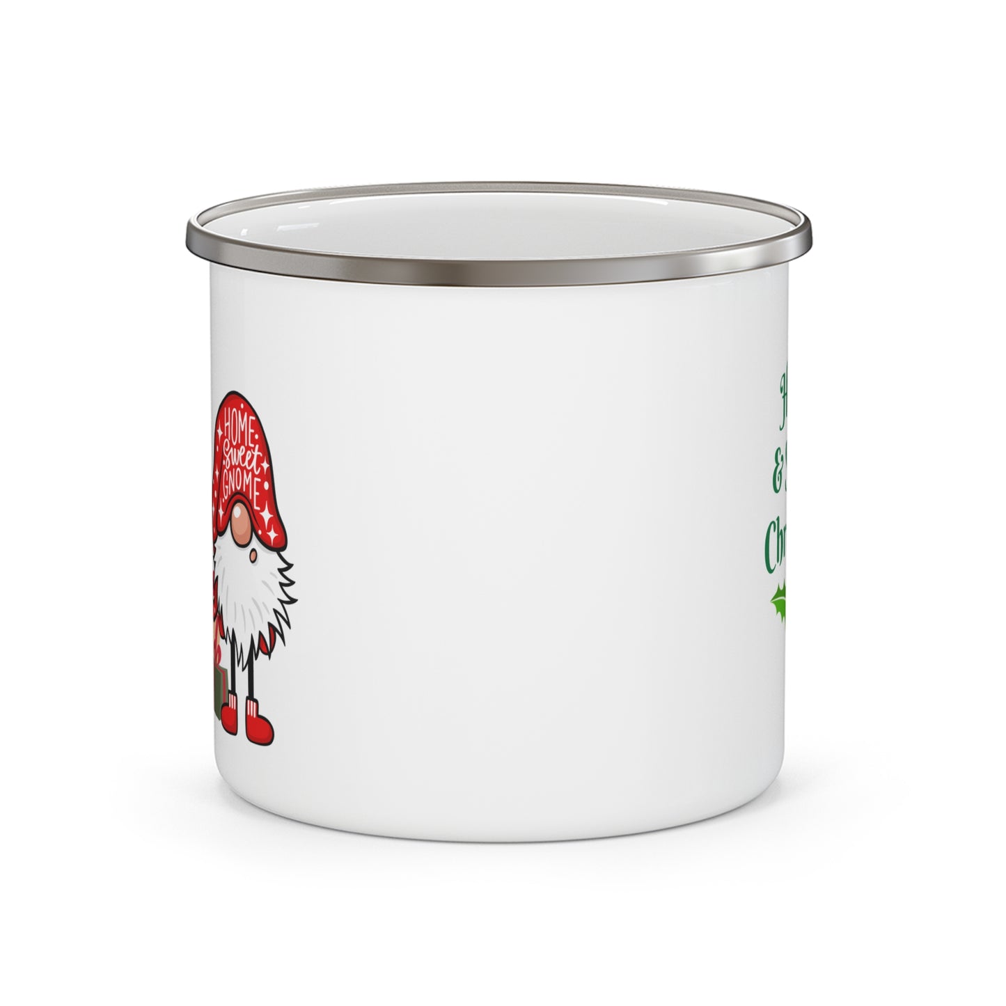 Merry Christmas Gnome Gang "Homiezizzle Sweetzer" Enamel Camping Mug