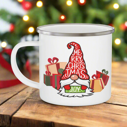 Merry Christmas Gnome Gang "Joizizzley'' Enamel Camping Mug